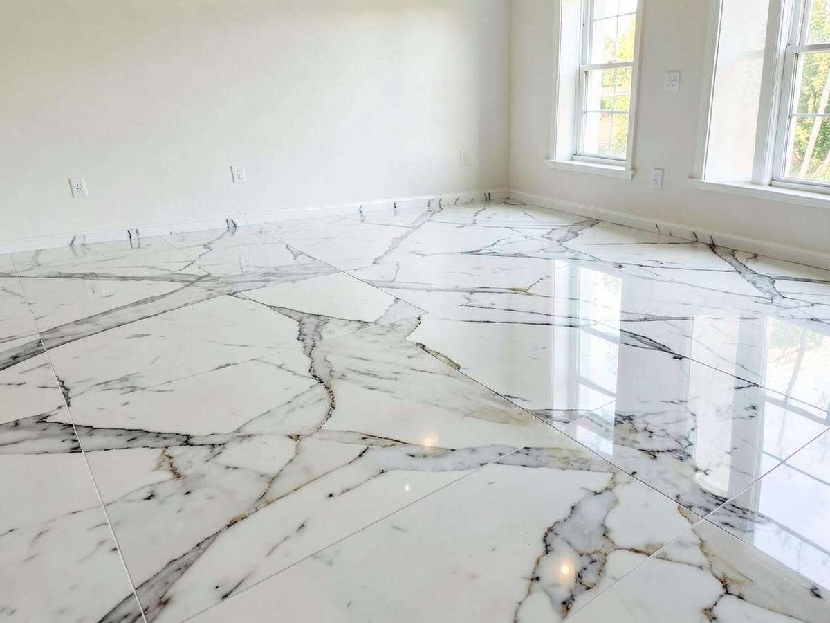Polished marble floor after restoration